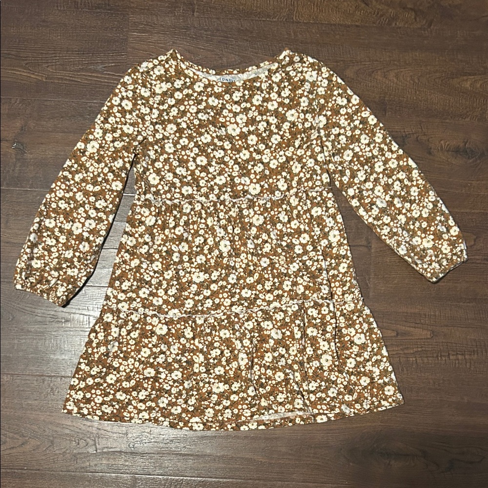 Old Navy Kids Dress in Brown and Cream Floral